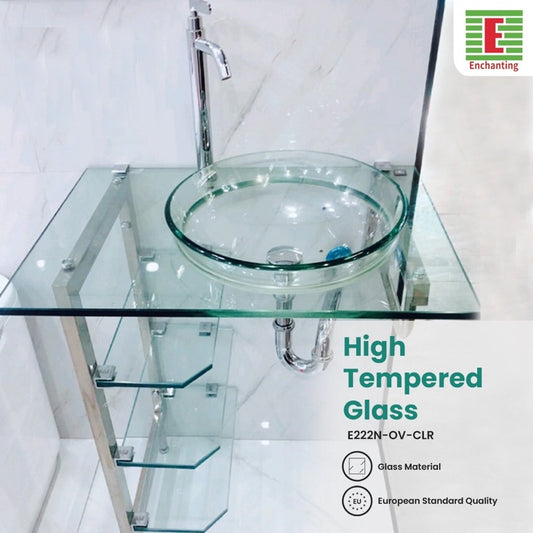 Wastafel Kaca Europe Enchanting High Tempered Glass E222N-OV-CLR