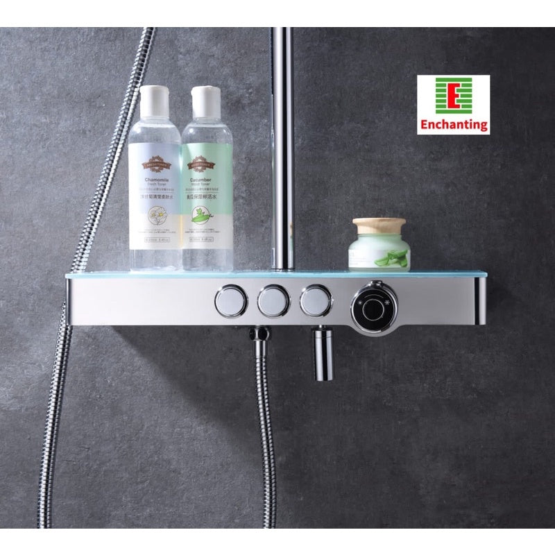 ENCHANTING Shower Set Tiang Mandi Chrome E1689 Shower Kamar Mandi Kran Panas Dingin