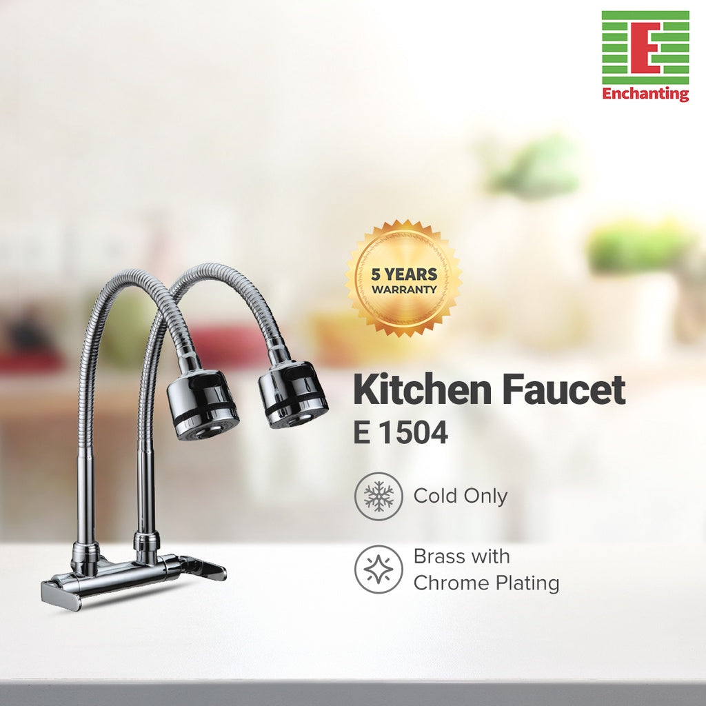Enchanting Keran Air Dapur Double Hose Filter Chrome E1504