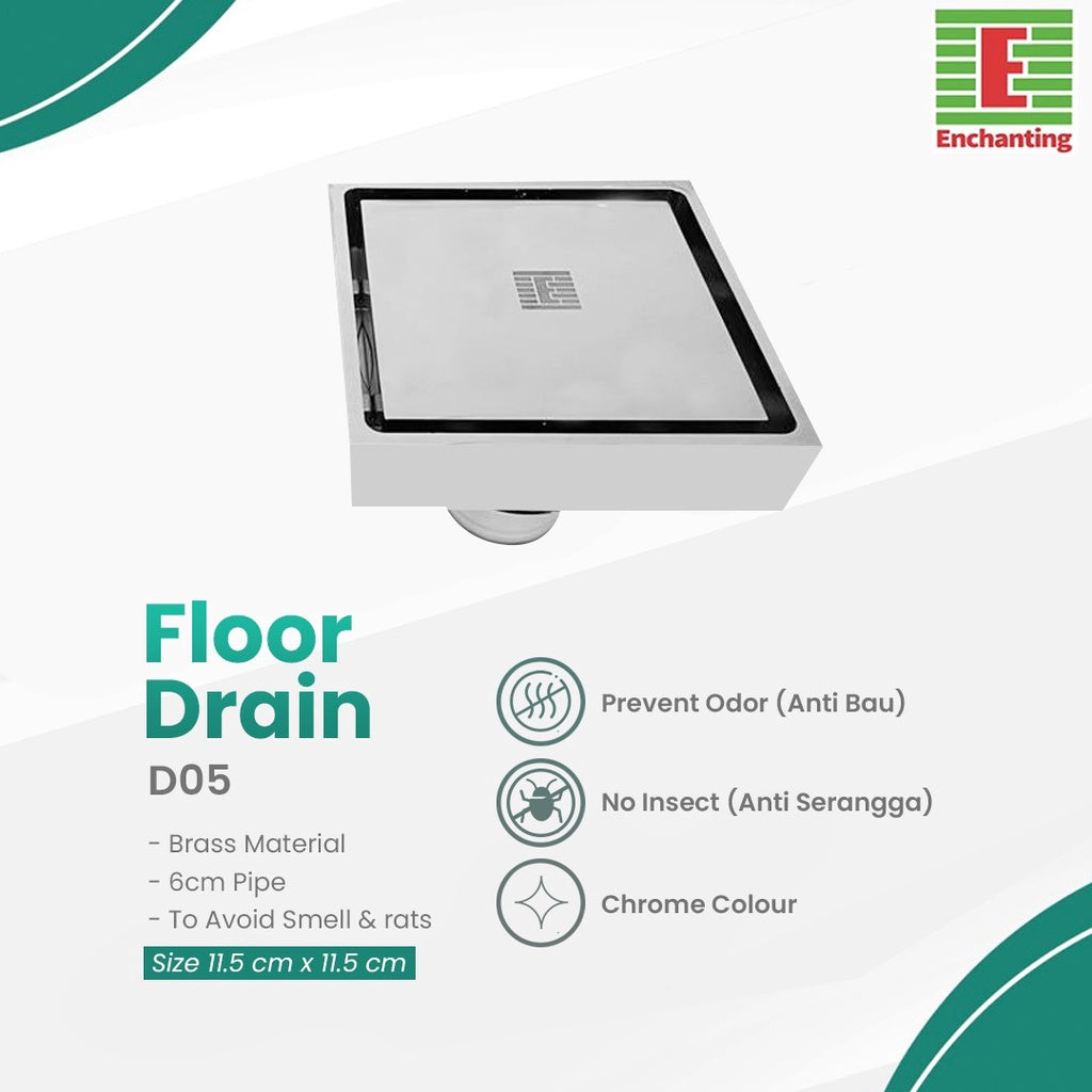 Floor Drain Saringan Got Air Solid Brass Chrome Europe Enchanting D05