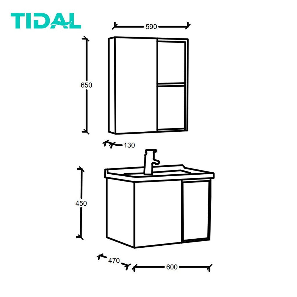 Set Wastafel Cabinet Modern Minimalis Kamar Mandi Tidal TD056