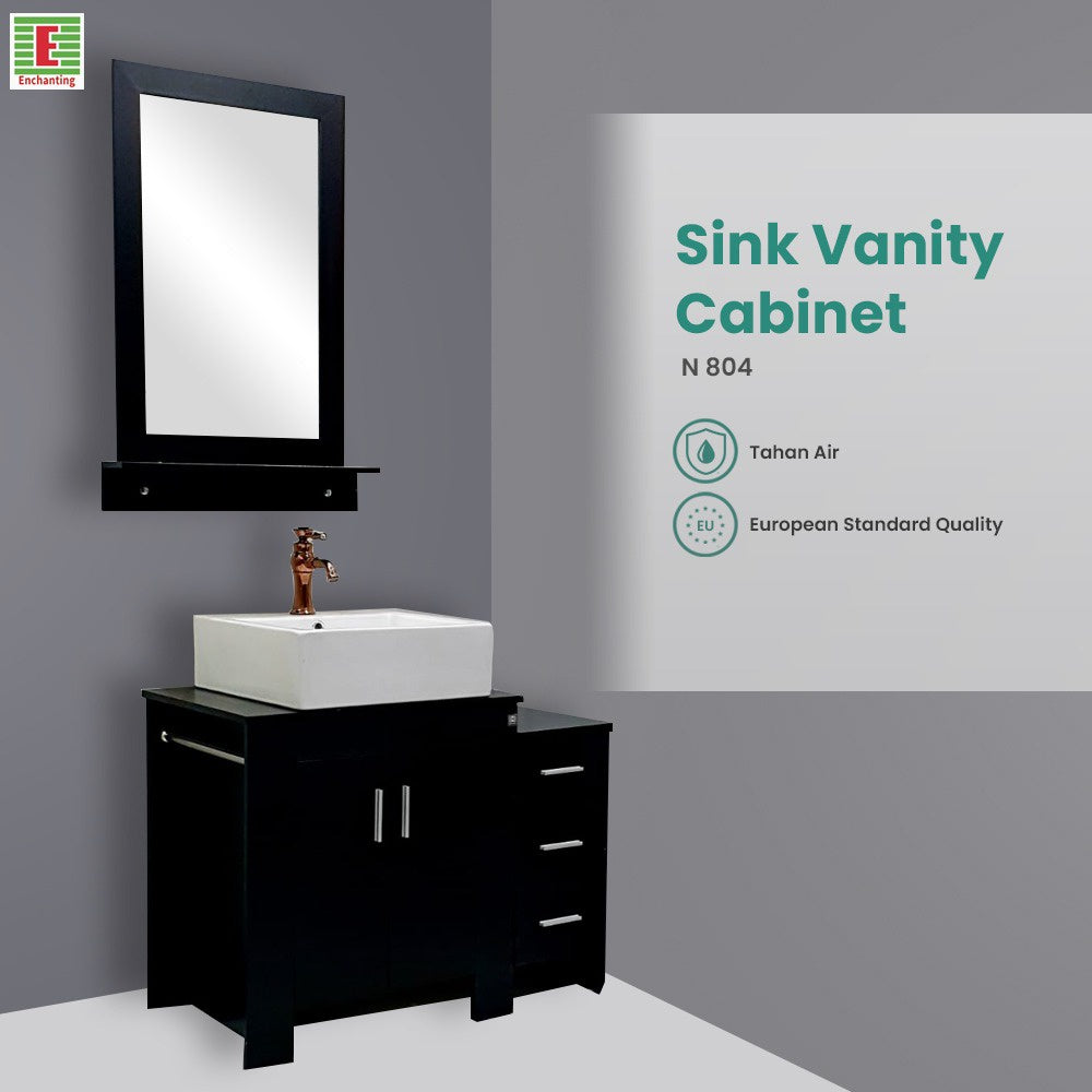 Wastafel Cabinet Europe Enchanting PVC Waterproof N804 (Black / White)