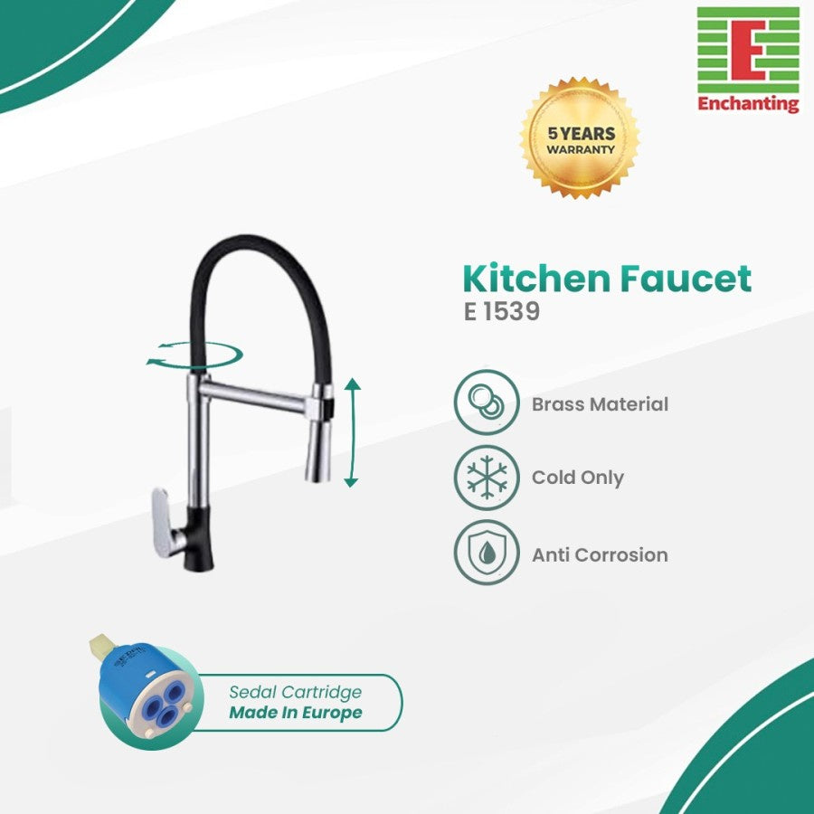 Kran Air Cuci Piring Europe Enchanting Black Chrome E1539