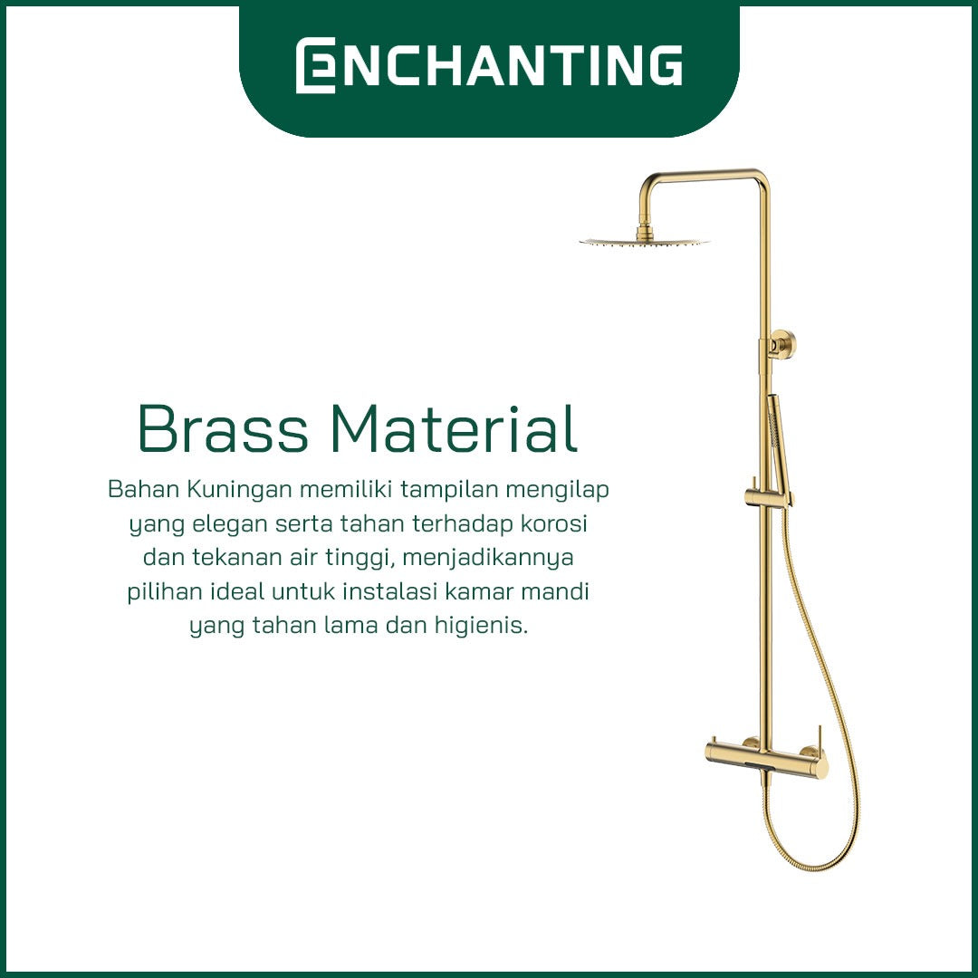 ENCHANTING Shower Tiang Set Kamar Mandi Kran Air Panas Dingin Material Brass Kuningan Brushed Gold RoseGold GunMetal PVD E1790 E1791 E1792 Bergaransi