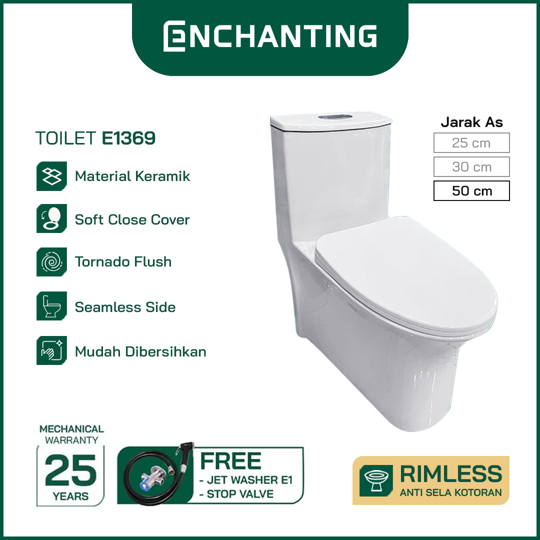 ENCHANTING Toilet / Kloset Duduk Siphonic Soft Close As 50cm E1369
