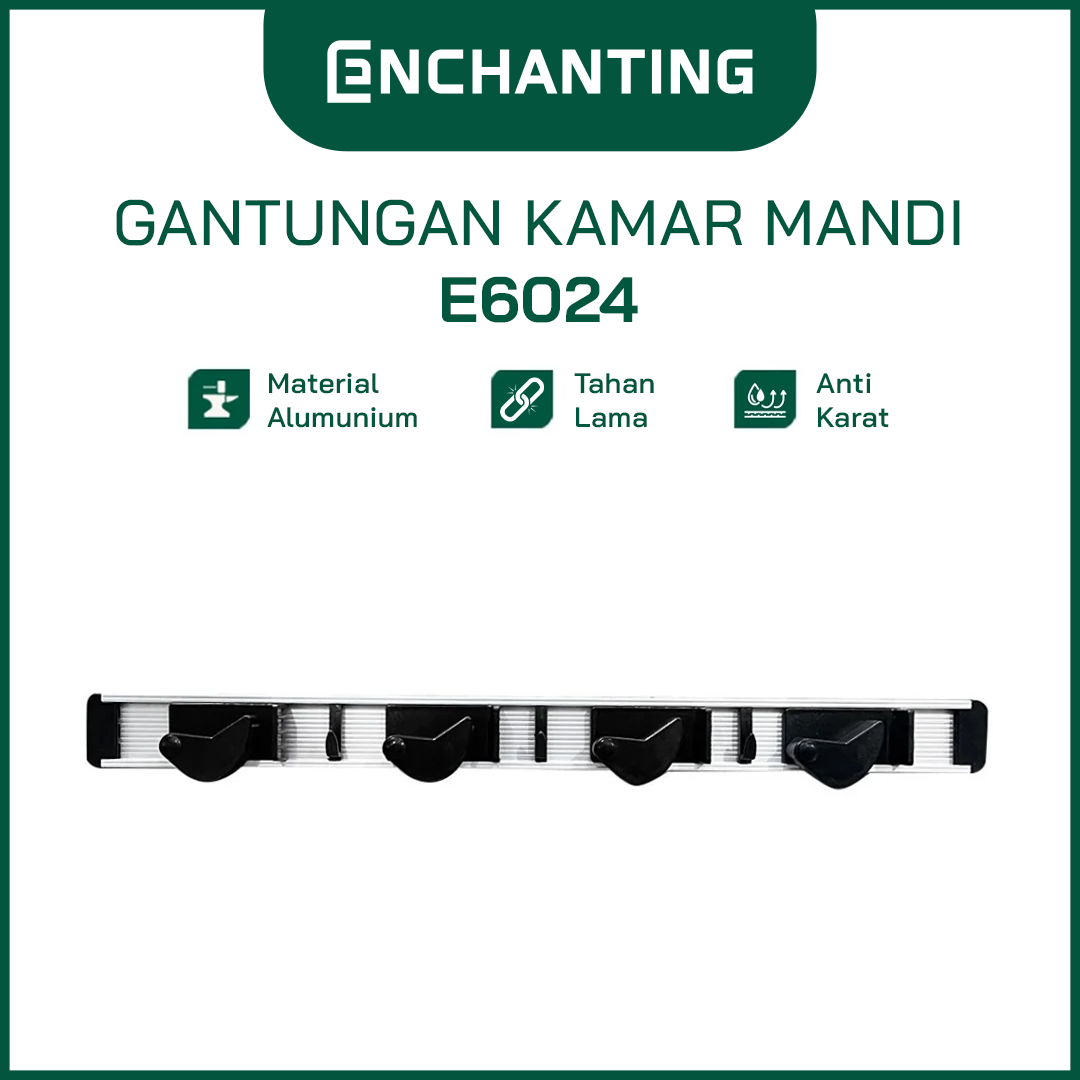 ENCHANTING Penjepit Gantungan Sapu Pel / Mop & Broom Holder Alumunium E6024