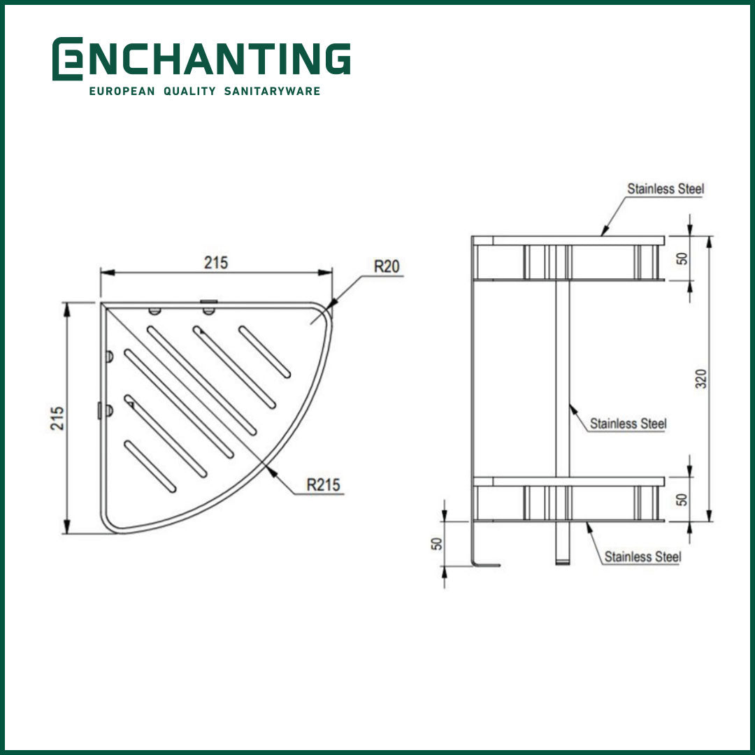 Rak Sabun Sudut Europe Enchanting E1047 Solid Stainless Steel