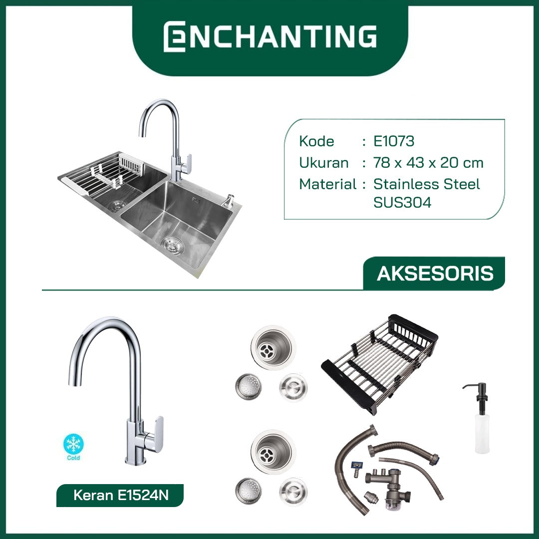 SET Kitchen Sink / Bak Cuci Piring Stainless Steel Europe Enchanting E1073