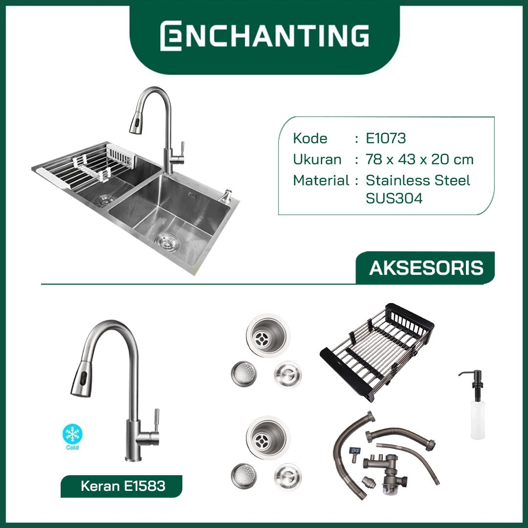 SET Kitchen Sink / Bak Cuci Piring Stainless Steel Europe Enchanting E1073