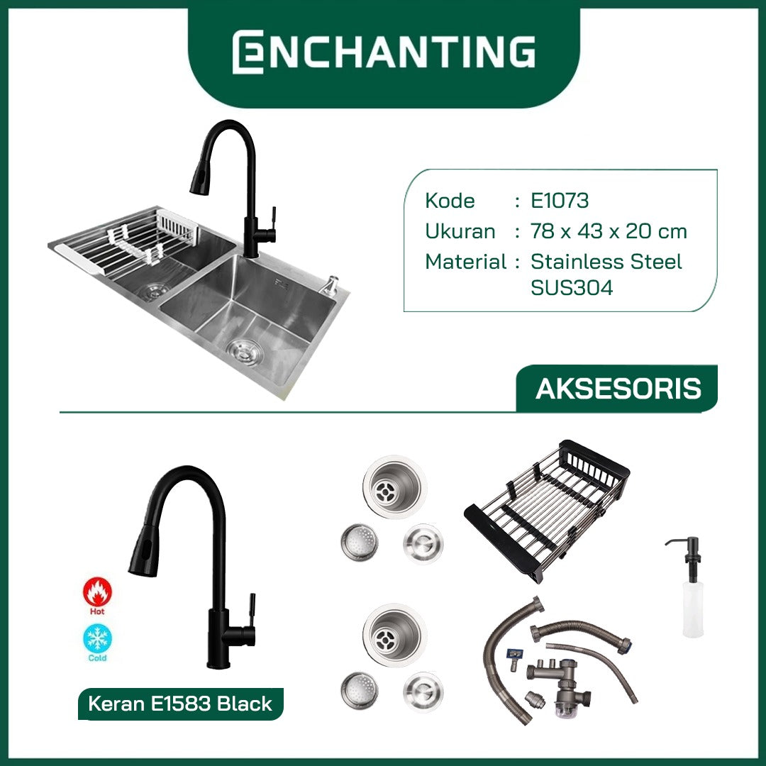 SET Kitchen Sink / Bak Cuci Piring Stainless Steel Europe Enchanting E1073
