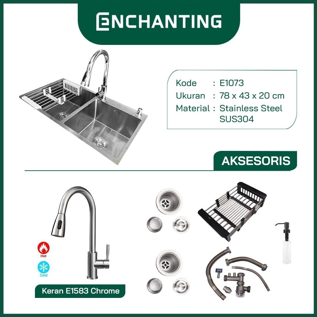 SET Kitchen Sink / Bak Cuci Piring Stainless Steel Europe Enchanting E1073