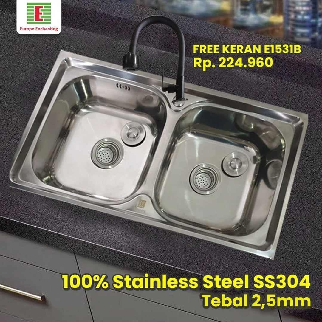SET Kitchen Sink Dapur / Bak Cuci Piring Europe Enchanting E1075