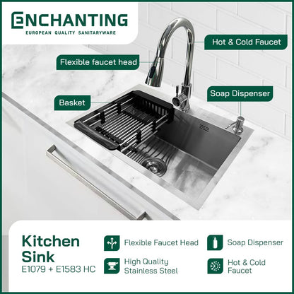 Set Kitchen Sink Bak Cuci Piring Stainless Steel Europe Enchanting E1079