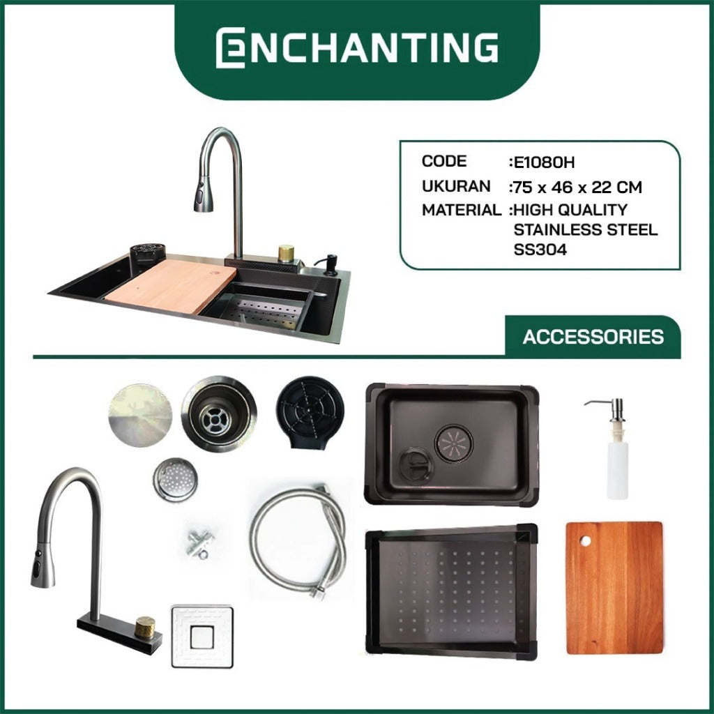 Kitchen Sink Bak Cuci Piring Dapur Stainless Europe Enchanting E1080
