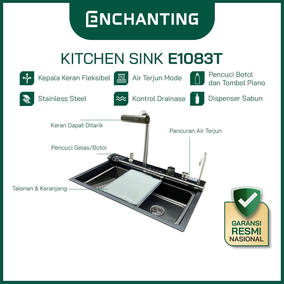 Kitchen Sink Bak Cuci Piring Dapur Stainless Europe Enchanting E1083