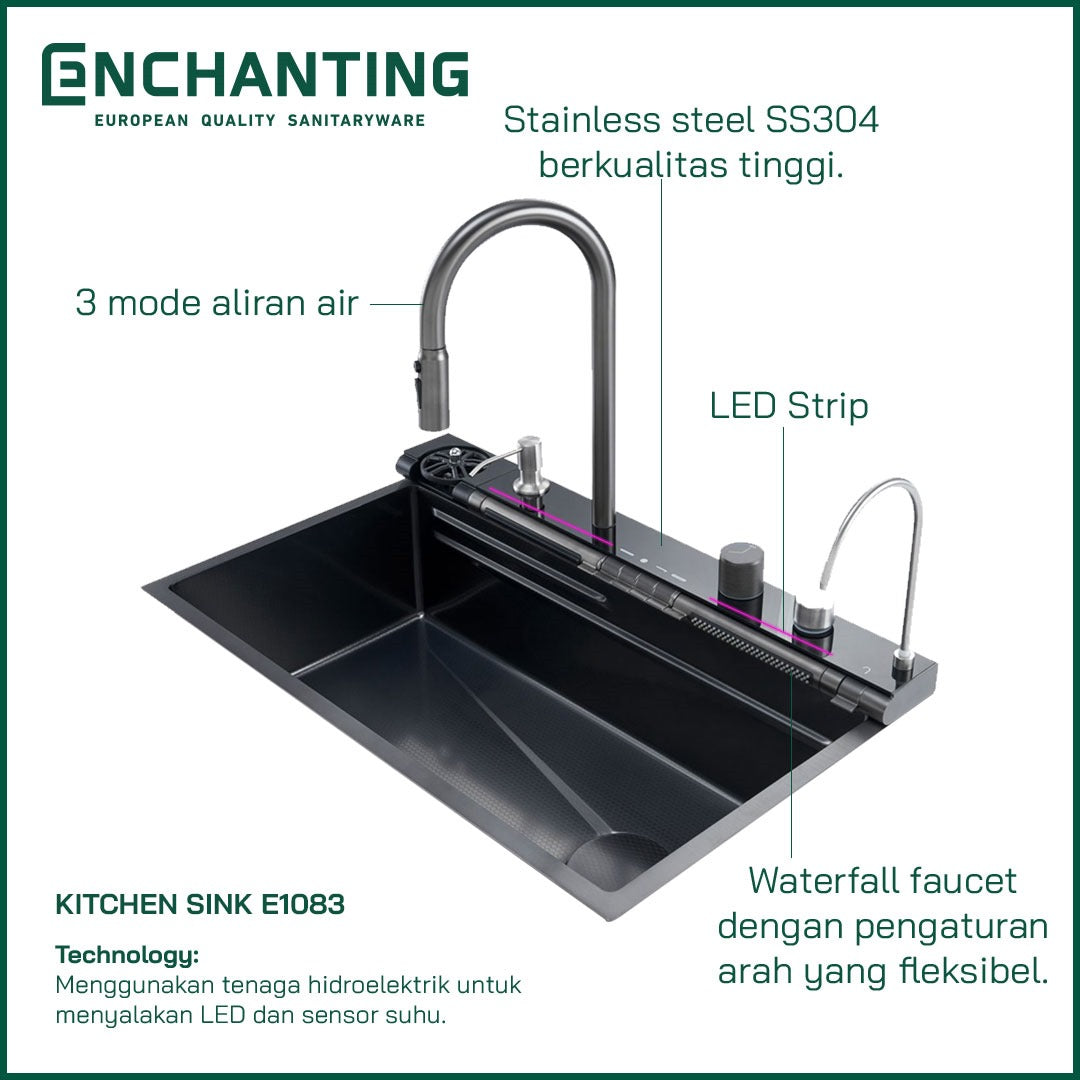 Kitchen Sink Bak Cuci Piring Dapur Stainless Europe Enchanting E1083