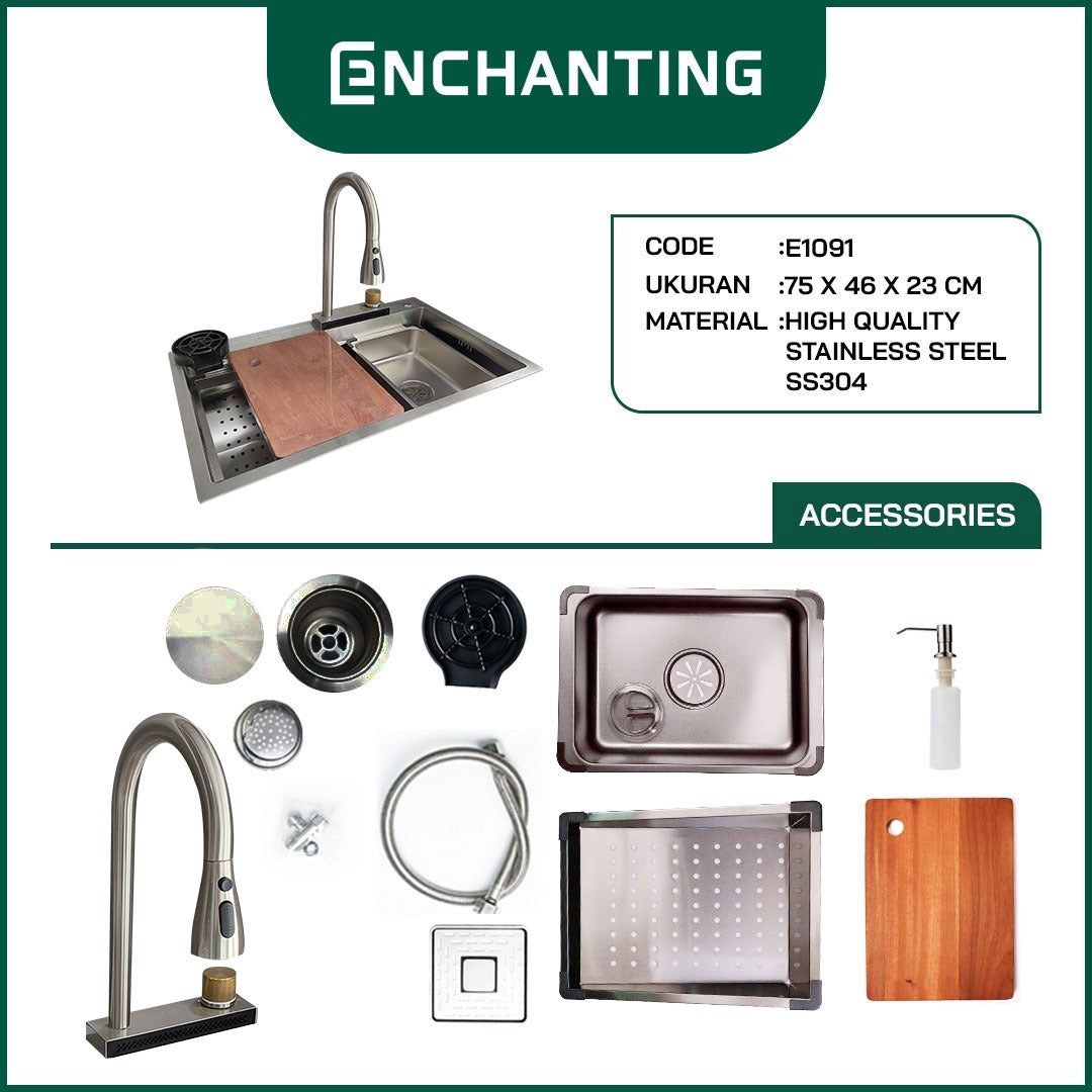 Kitchen Sink Bak Cuci Piring Dapur Stainless Europe Enchanting E1080