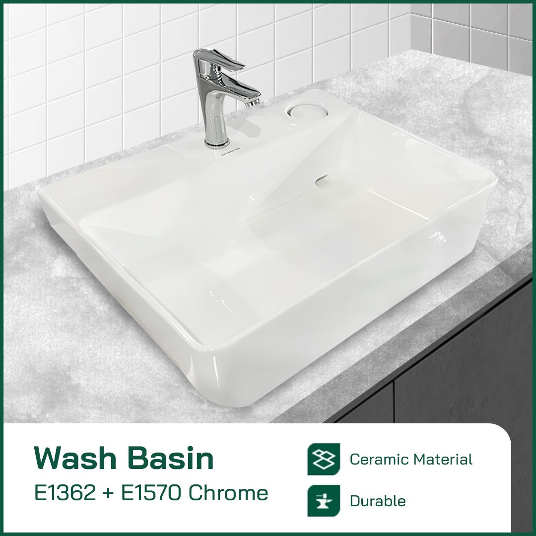 Wastafel Keramik Minimalis Europe Enchanting E1362 with Hidden Afur