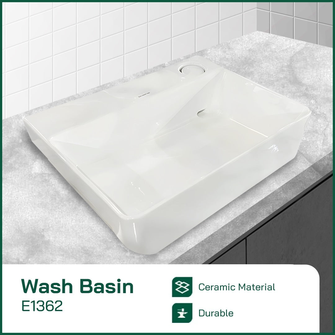 Wastafel Keramik Minimalis Europe Enchanting E1362 with Hidden Afur
