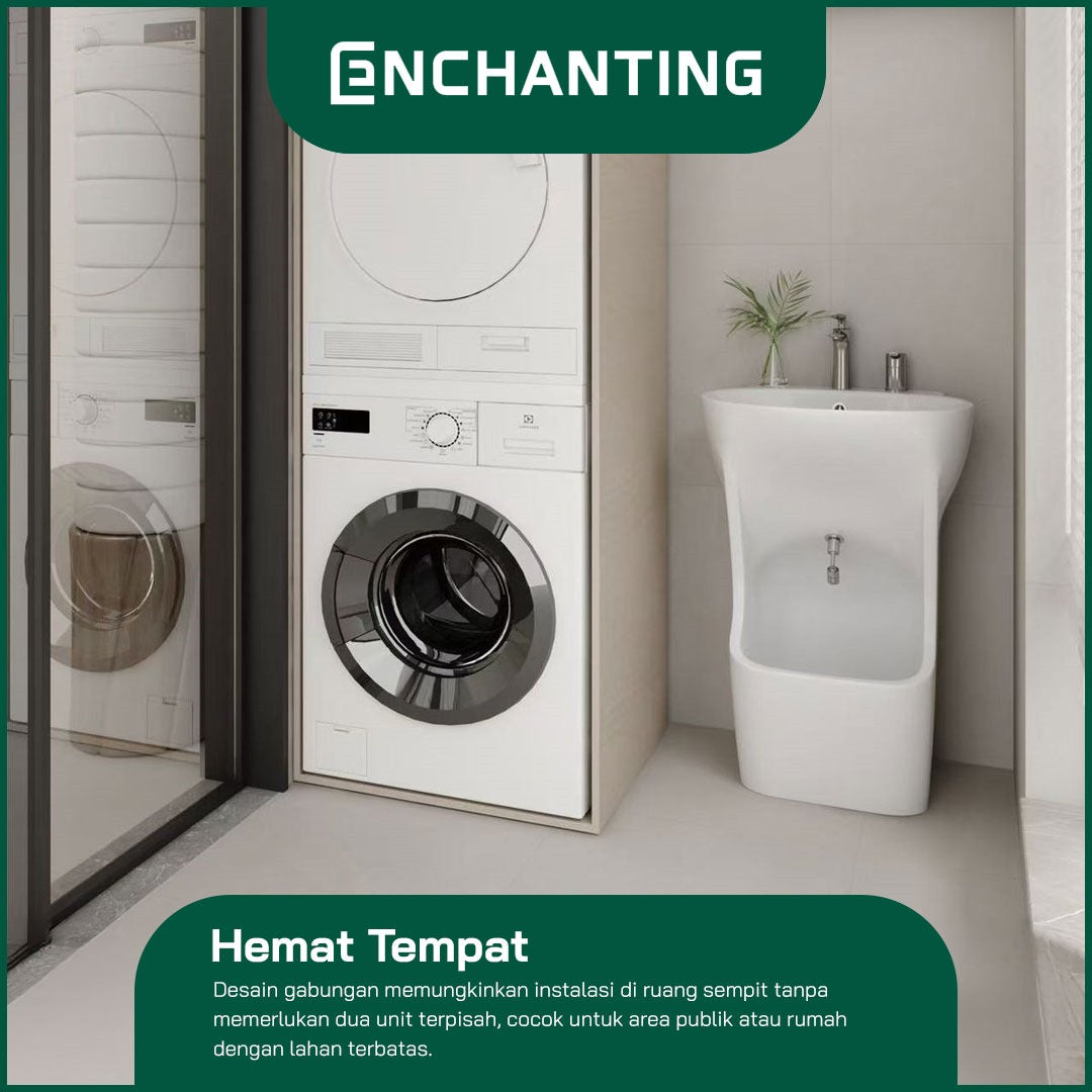 ENCHANTING Wastafel & Pencuci Kaki Standing Wudhu Basin E1377 Complete dengan Keran Washtafel Cuci tangan material Ceramic White Bergaransi
