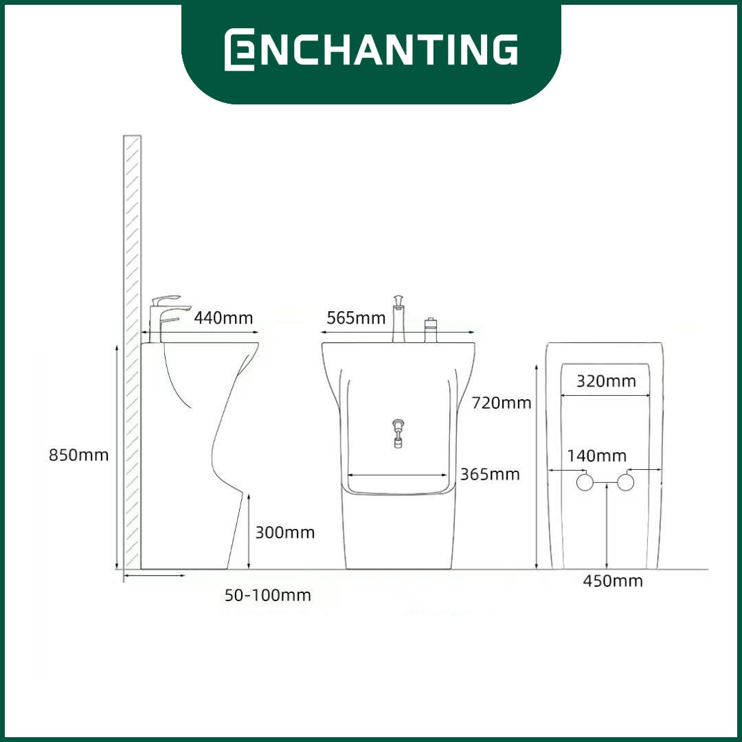 ENCHANTING Wastafel & Pencuci Kaki Standing Wudhu Basin E1377 Complete dengan Keran Washtafel Cuci tangan material Ceramic White Bergaransi