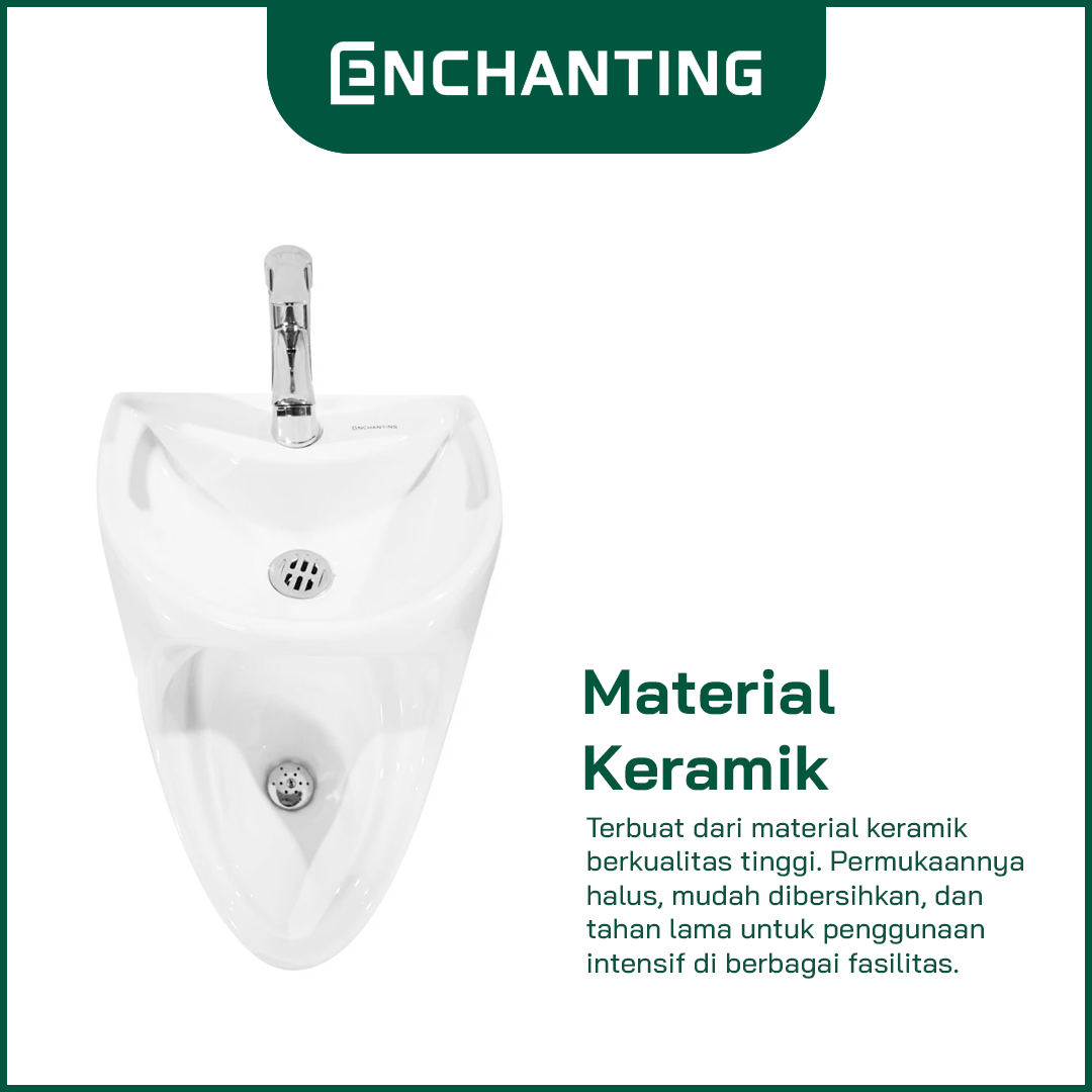 ENCHANTING Urinal Toilet E1366 Complete dengan Keran dan saringan Wastafel Cuci tangan material Ceramic White Bergaransi.