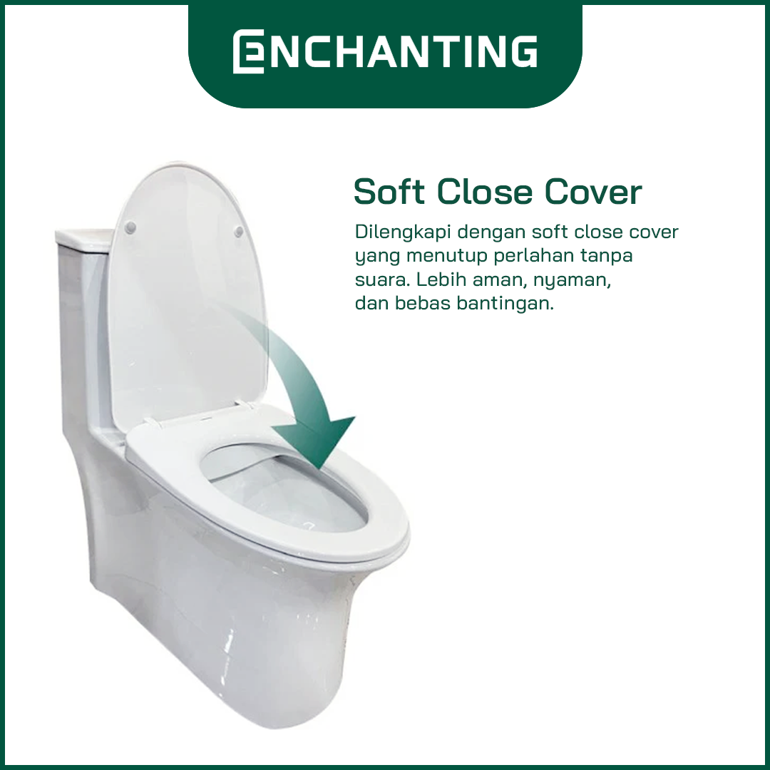 ENCHANTING Toilet / Kloset Duduk Siphonic Soft Close As 50cm E1369