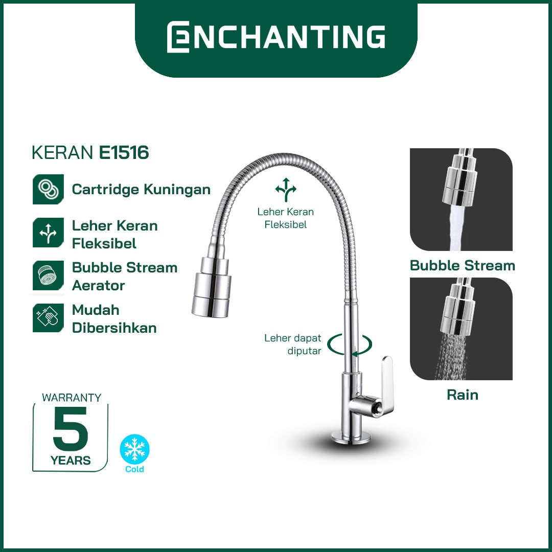 Kran Wastafel / Kitchen Chrome Cold Europe Enchanting E1516