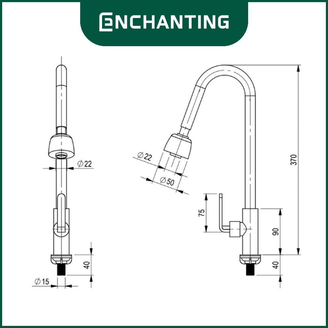 Kran Wastafel Cuci Piring / Kitchen Cold Europe Enchanting E1531 Black