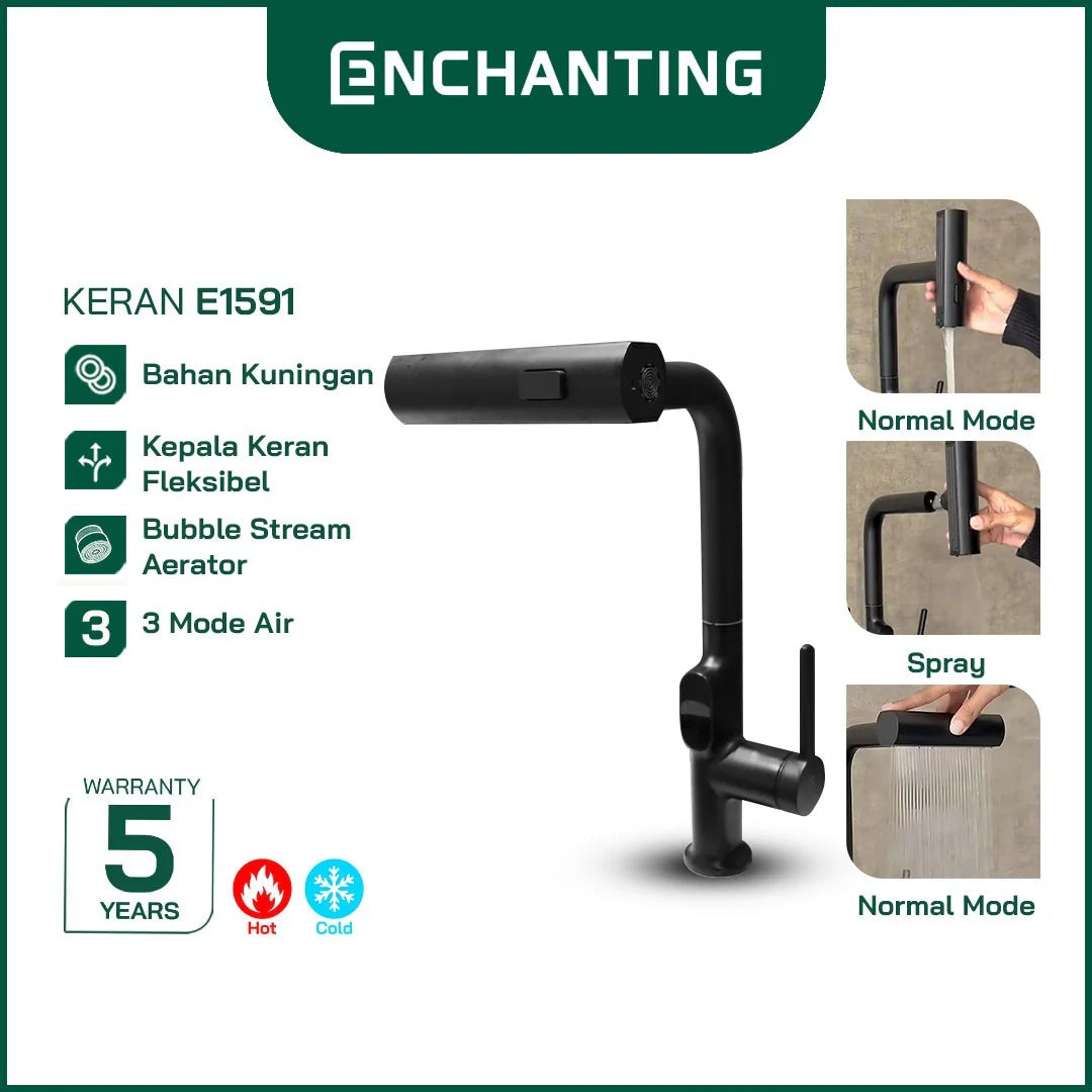 Smart Kitchen Faucet Fleksibel Europe Enchanting E1591 LED Temperature