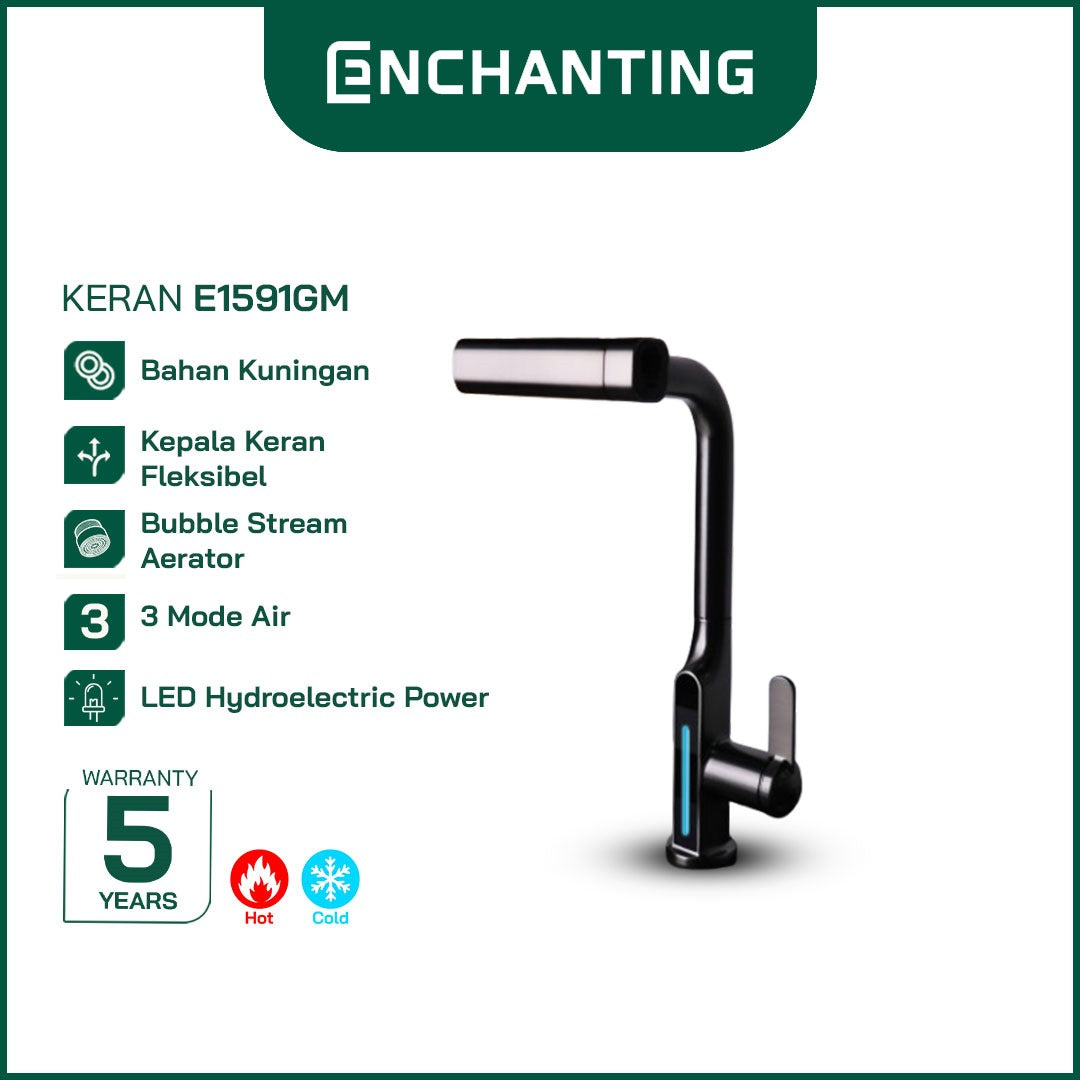 Smart Kitchen Faucet Fleksibel Europe Enchanting E1591 LED Temperature