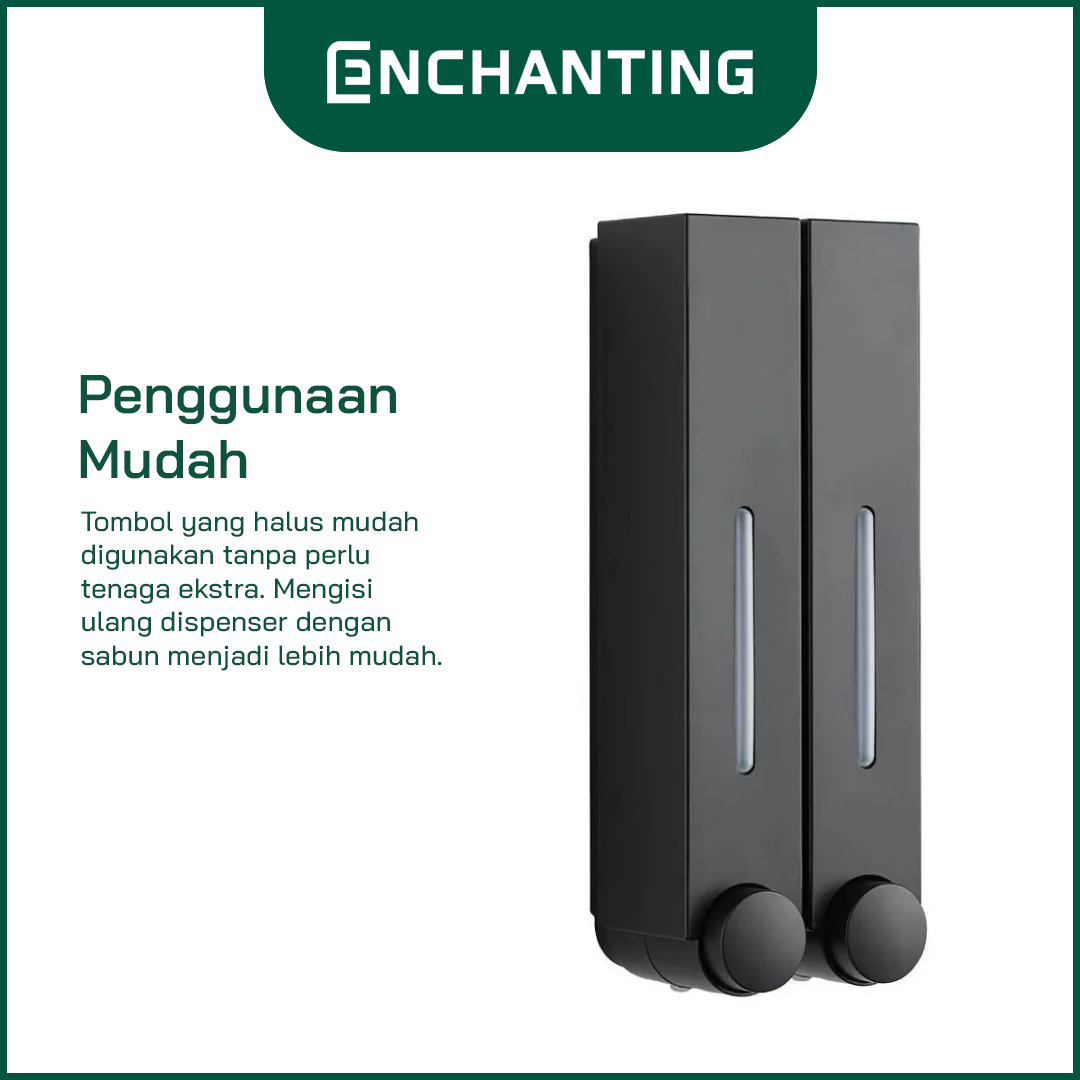 ENCHANTING Tempat Sabun Cair E1605 Liquid Soap Dispenser 420 Ml ABS White / Black