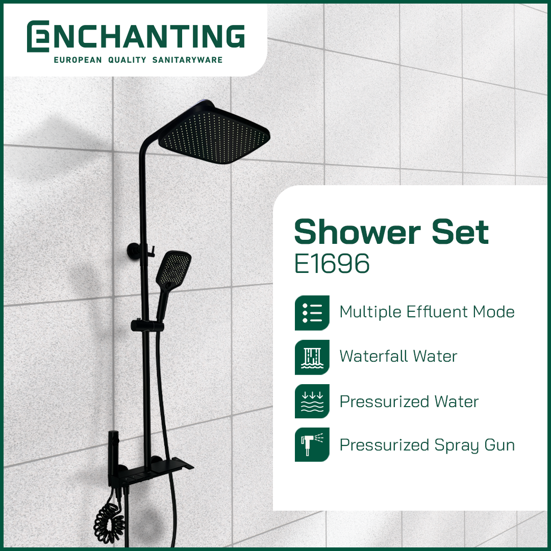 Shower Set Black Design Europe Enchanting E1696 Piano Series
