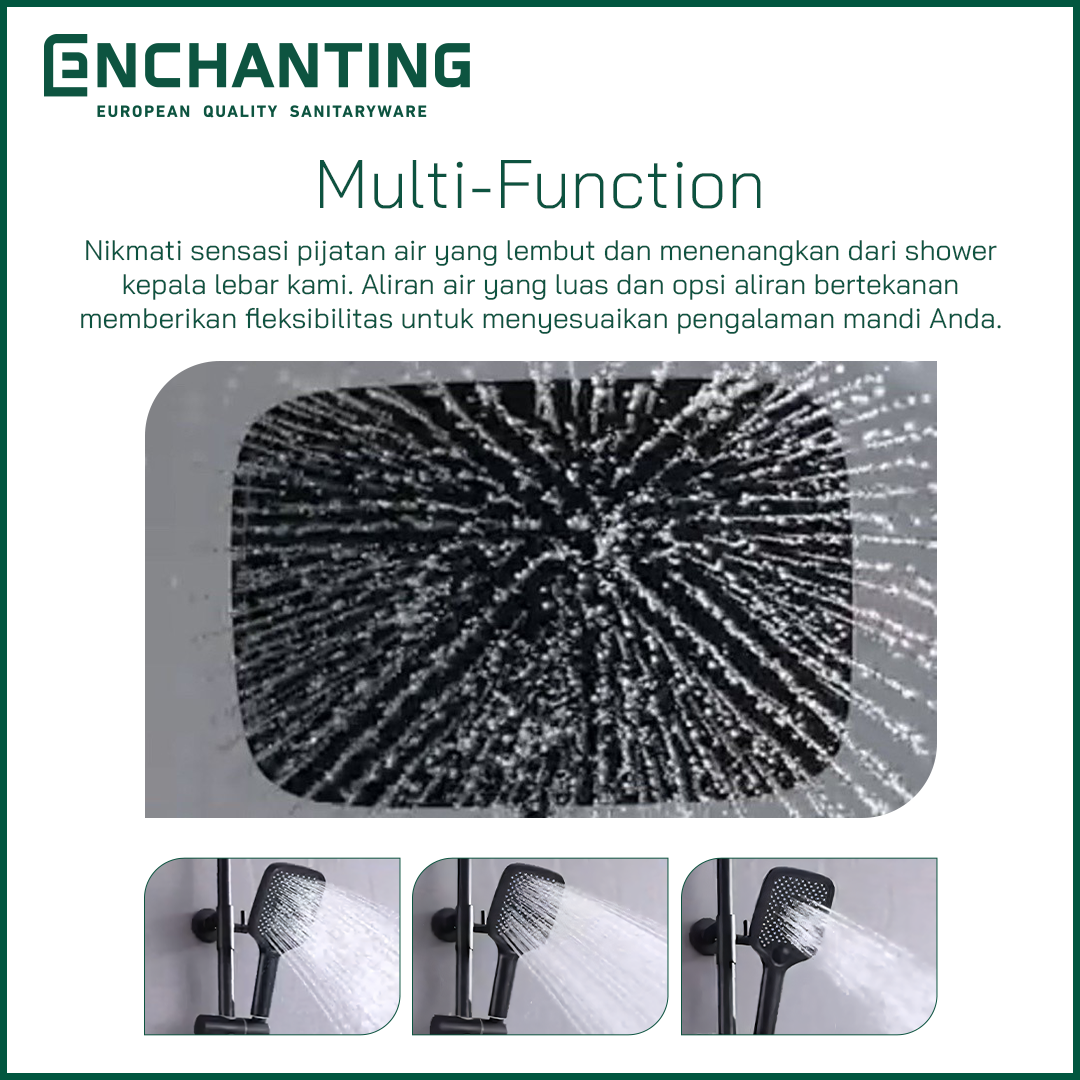 Shower Set Black Design Europe Enchanting E1696 Piano Series