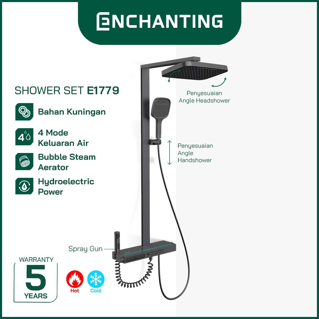 ENCHANTING Shower Set LED Piano Design Europe Enchanting E1779 & E1780 Hydropower Series