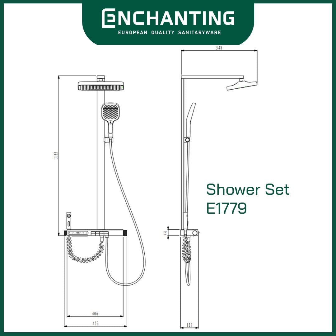 ENCHANTING Shower Set LED Piano Design Europe Enchanting E1779 & E1780 Hydropower Series