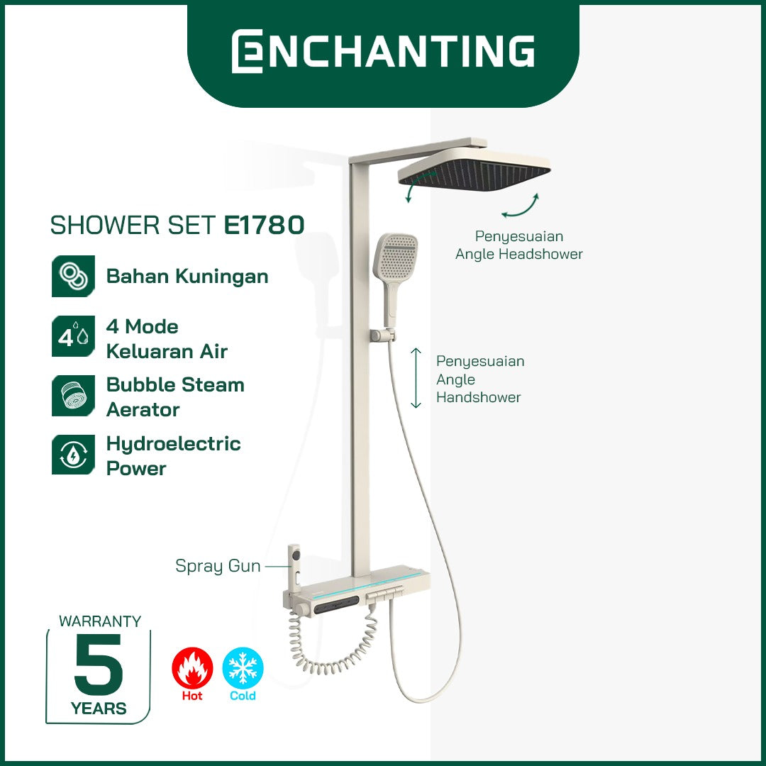 ENCHANTING Shower Set LED Piano Design Europe Enchanting E1779 & E1780 Hydropower Series