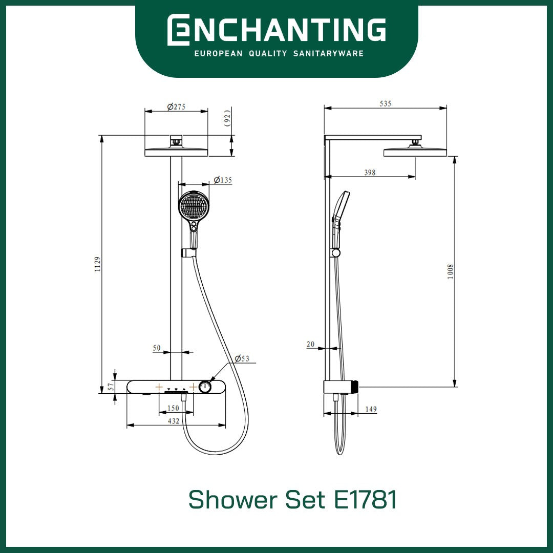 ENCHANTING Shower Set Mandi Piano Button Europe Enchanting E1781 Hydropower Series