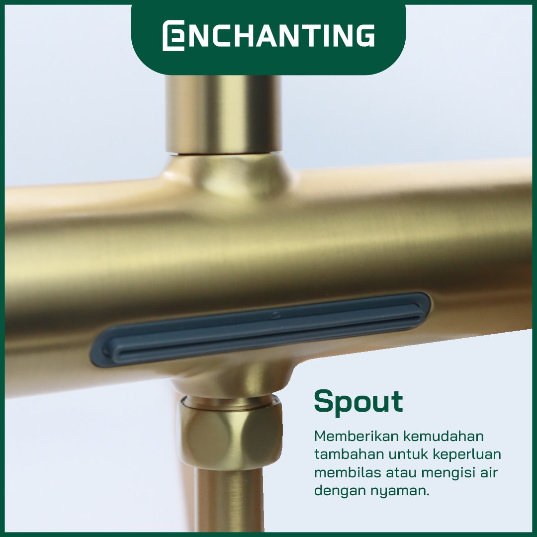 ENCHANTING Shower Tiang Set Kamar Mandi Kran Air Panas Dingin Material Brass Kuningan Brushed Gold RoseGold GunMetal PVD E1790 E1791 E1792 Bergaransi