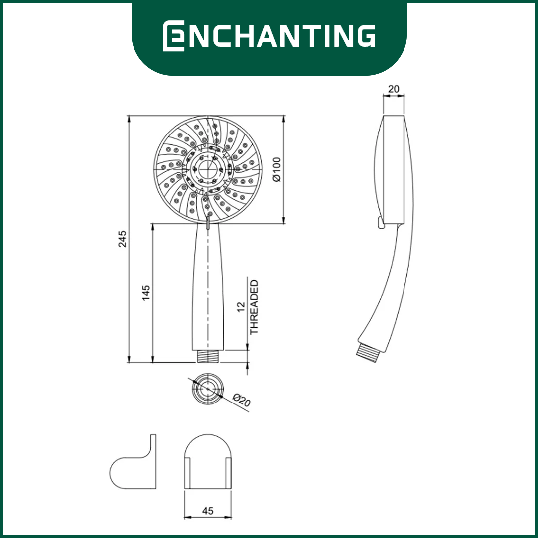 Hand Shower Crome High Quality 3 Fungsi Enchanting E216