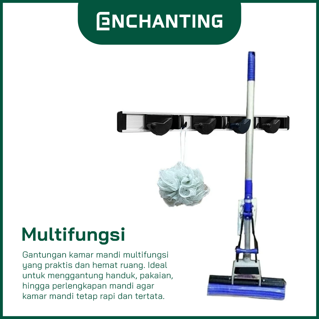 ENCHANTING Penjepit Gantungan Sapu Pel / Mop & Broom Holder Alumunium E6024