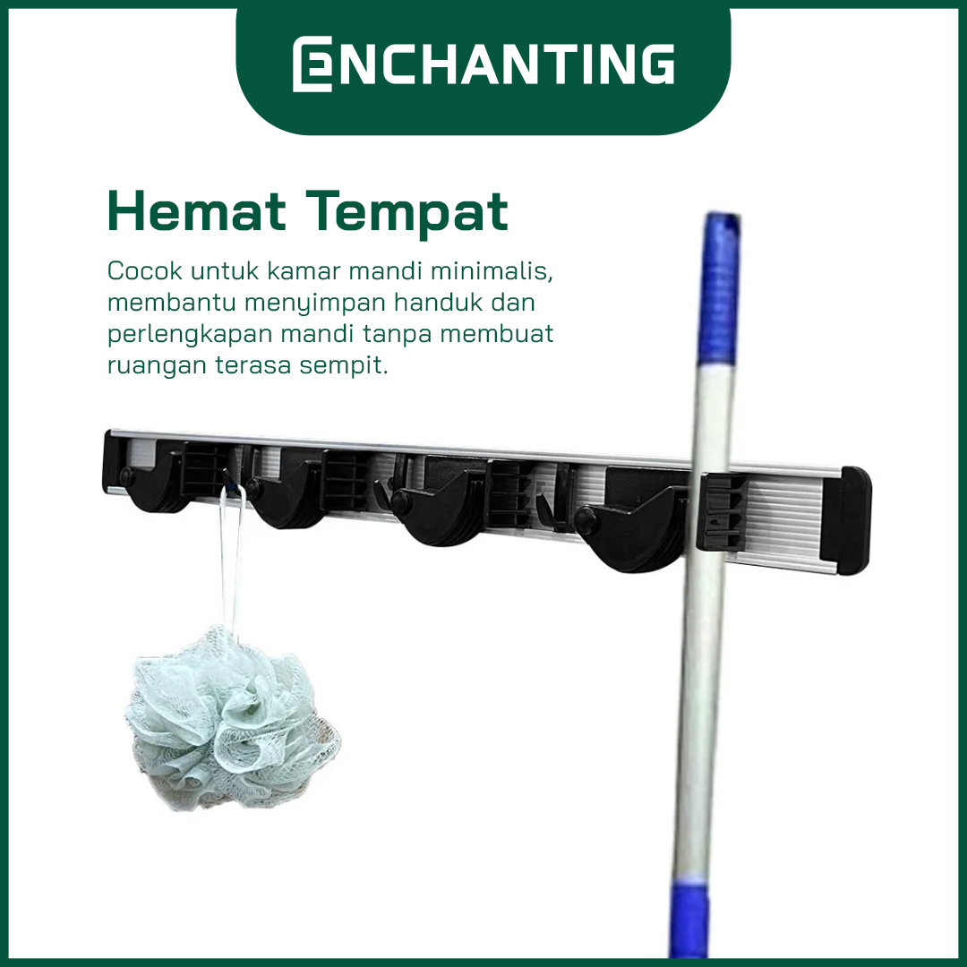 ENCHANTING Penjepit Gantungan Sapu Pel / Mop & Broom Holder Alumunium E6024