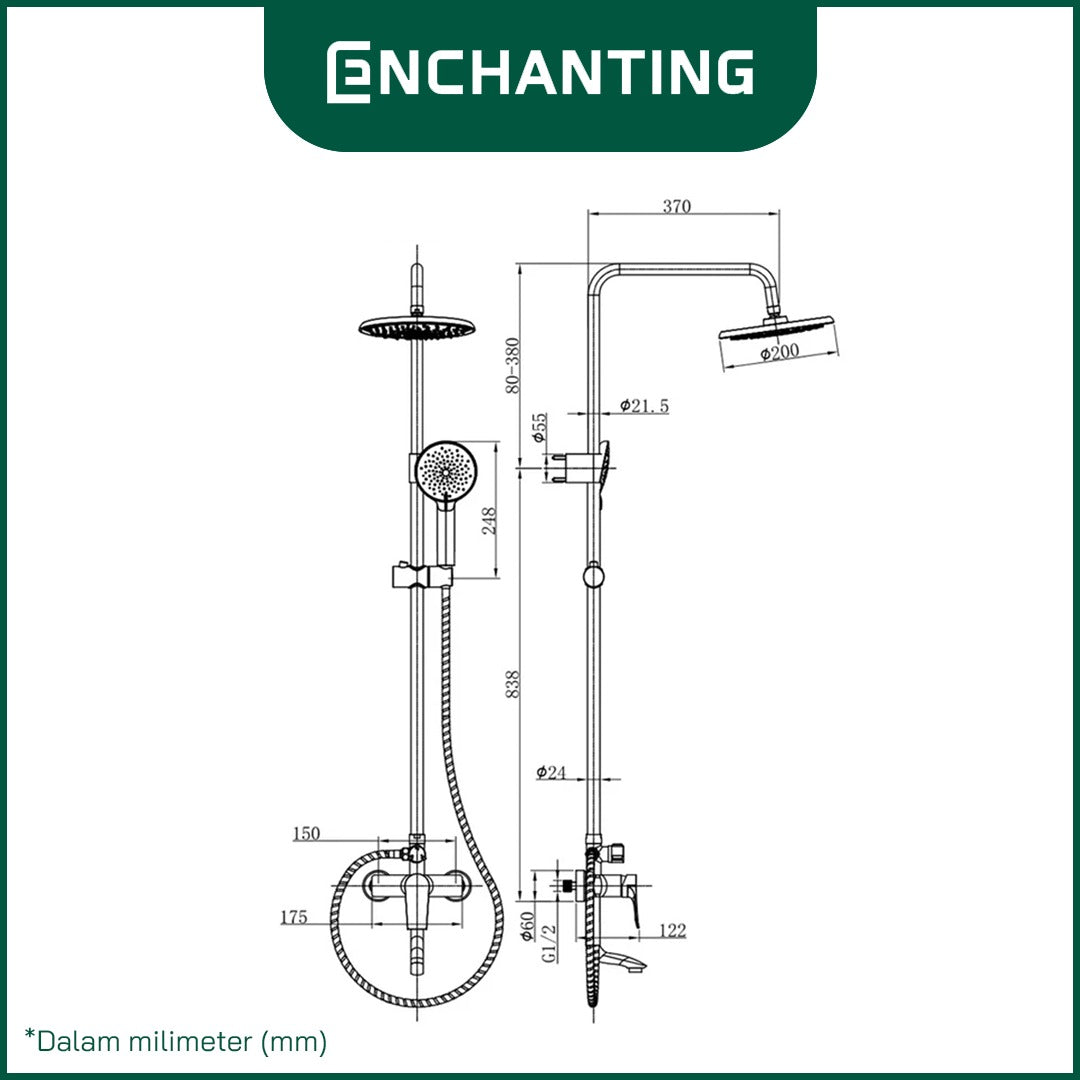 Enchanting Shower Set Mandi E782 / E780 Bergaransi