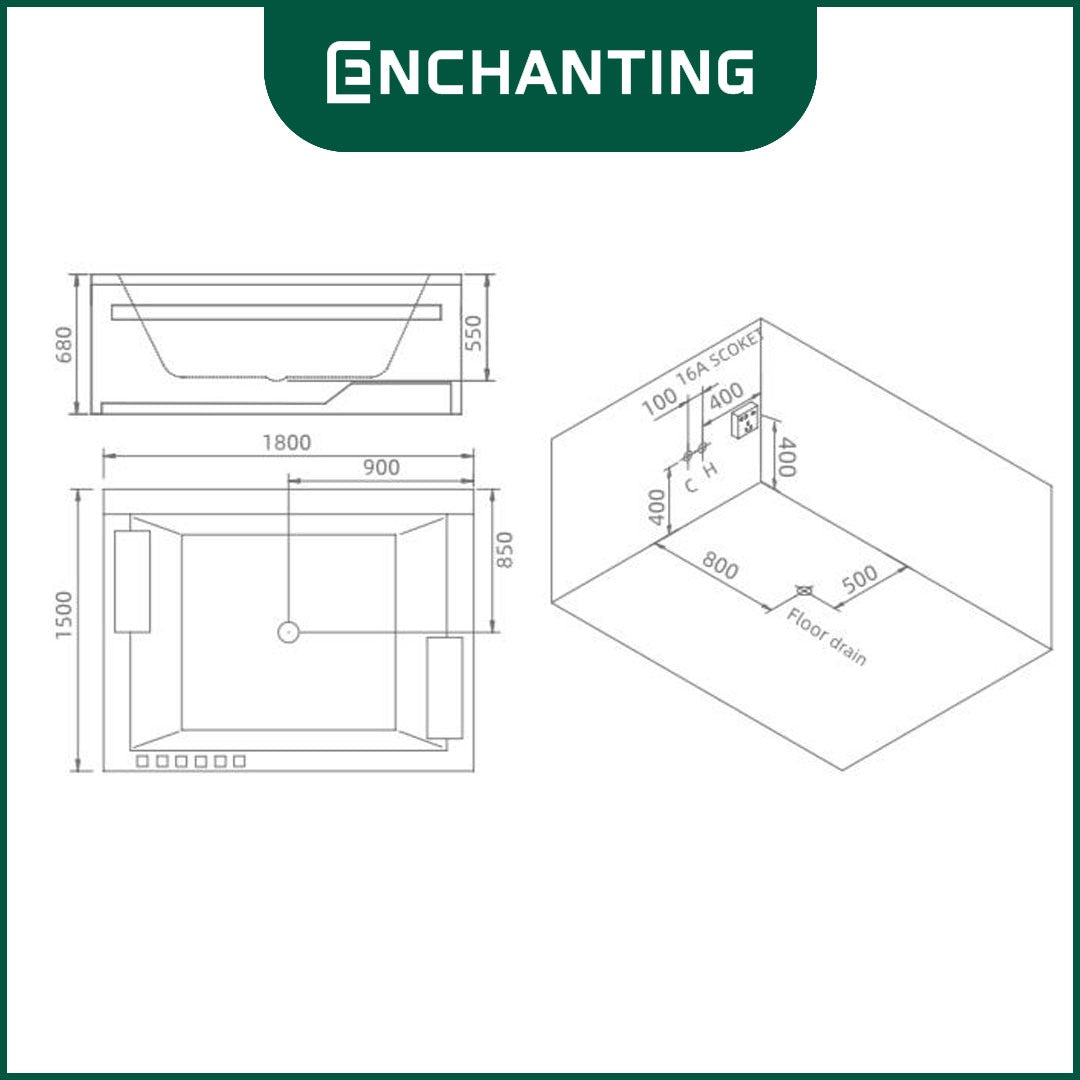 ENCHANTING Luxury Bathtub Kamar Mandi Europe Enchanting E8613N