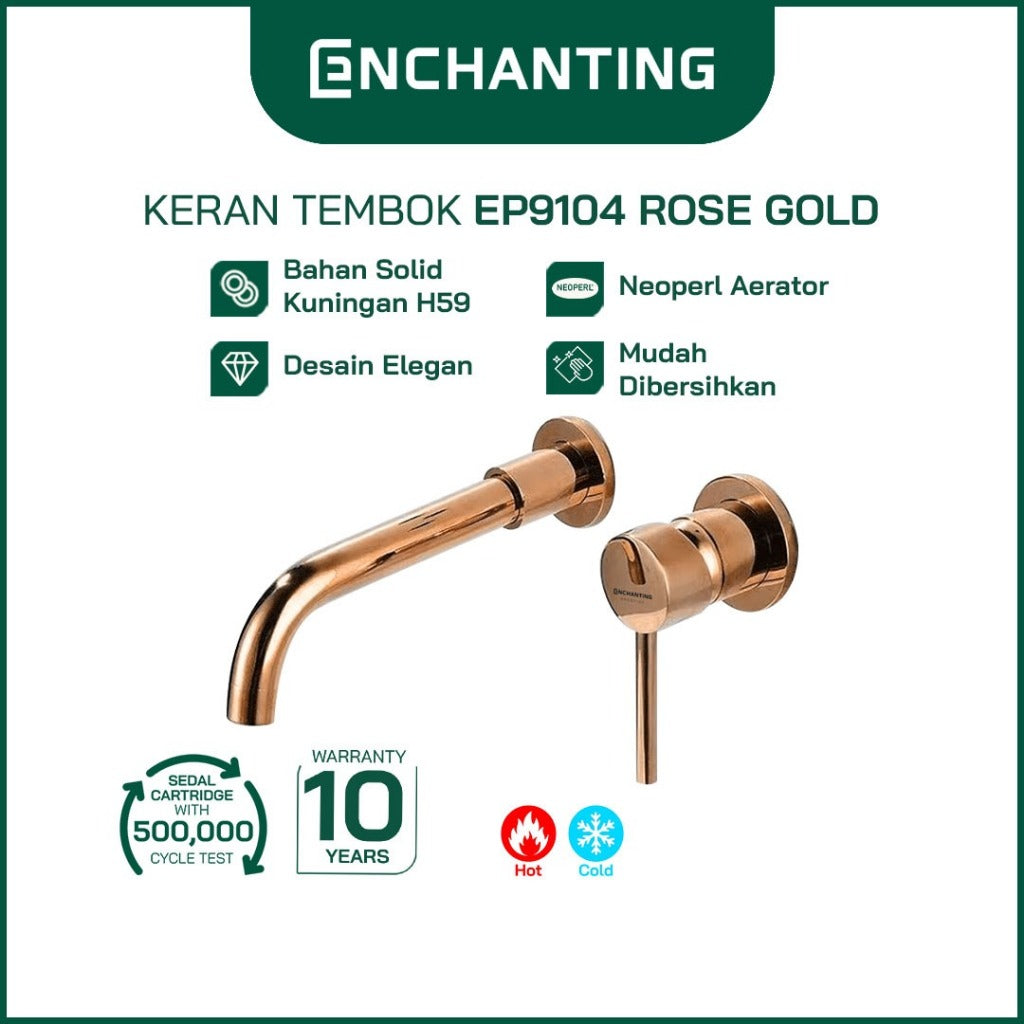 ENCHANTING Keran Air Wastafel Tanam Dinding Panas Dingin Single Tuas Wall Mounted Faucet Kran Air Cuci Tangan EP91 Series