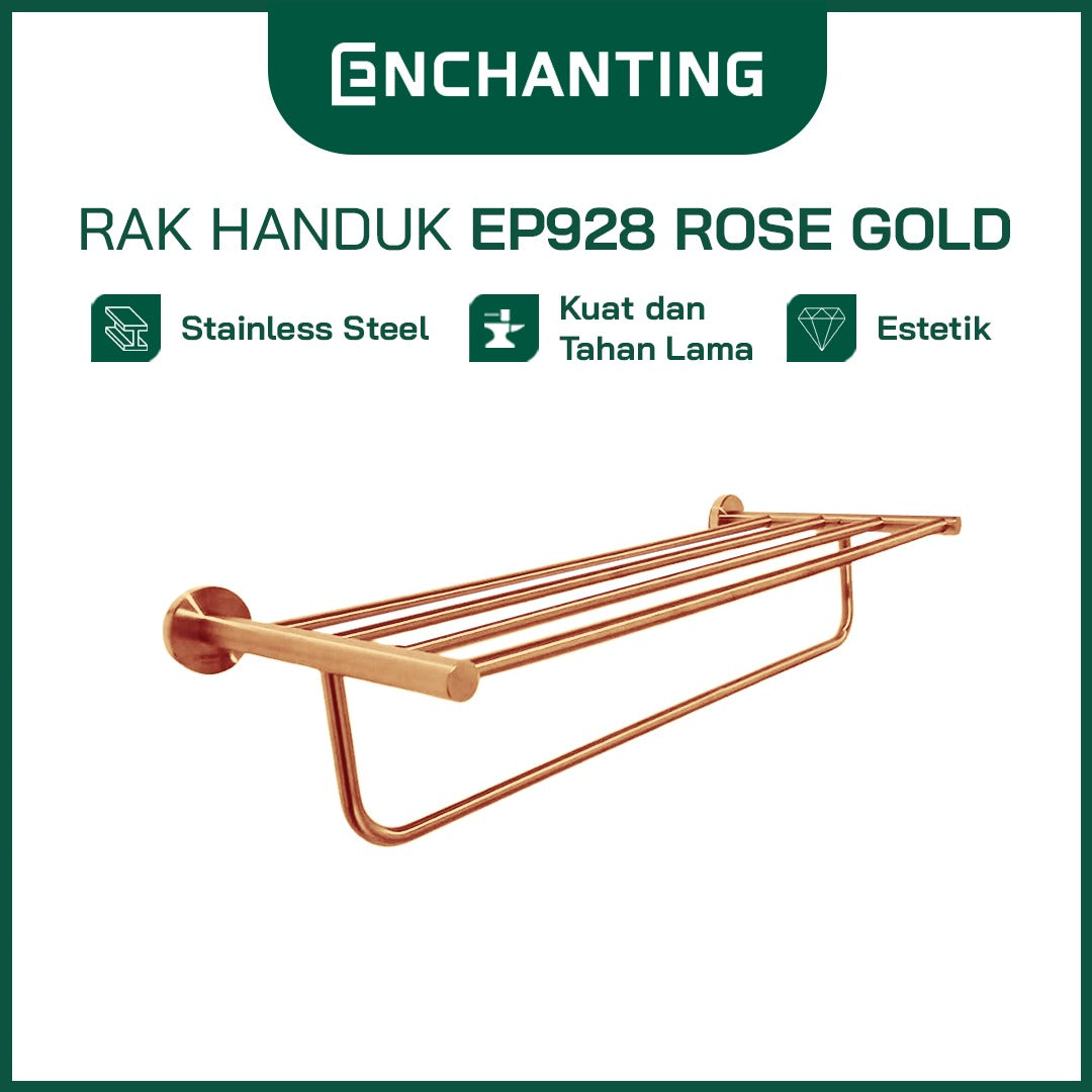 ENCHANTING Towel Holder Stainless Steel Chrome Prestige Gold Zenith Black Gun Metal | Rak / Gantungan Handuk Baju Lipat Tebal Tahan Lama PVD Hanger Kamar Mandi EP928 Series