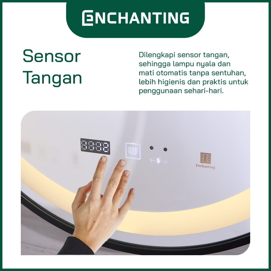 Cermin Bulat LED Digital Kaca Wastafel Europe Enchanting L13 / L14