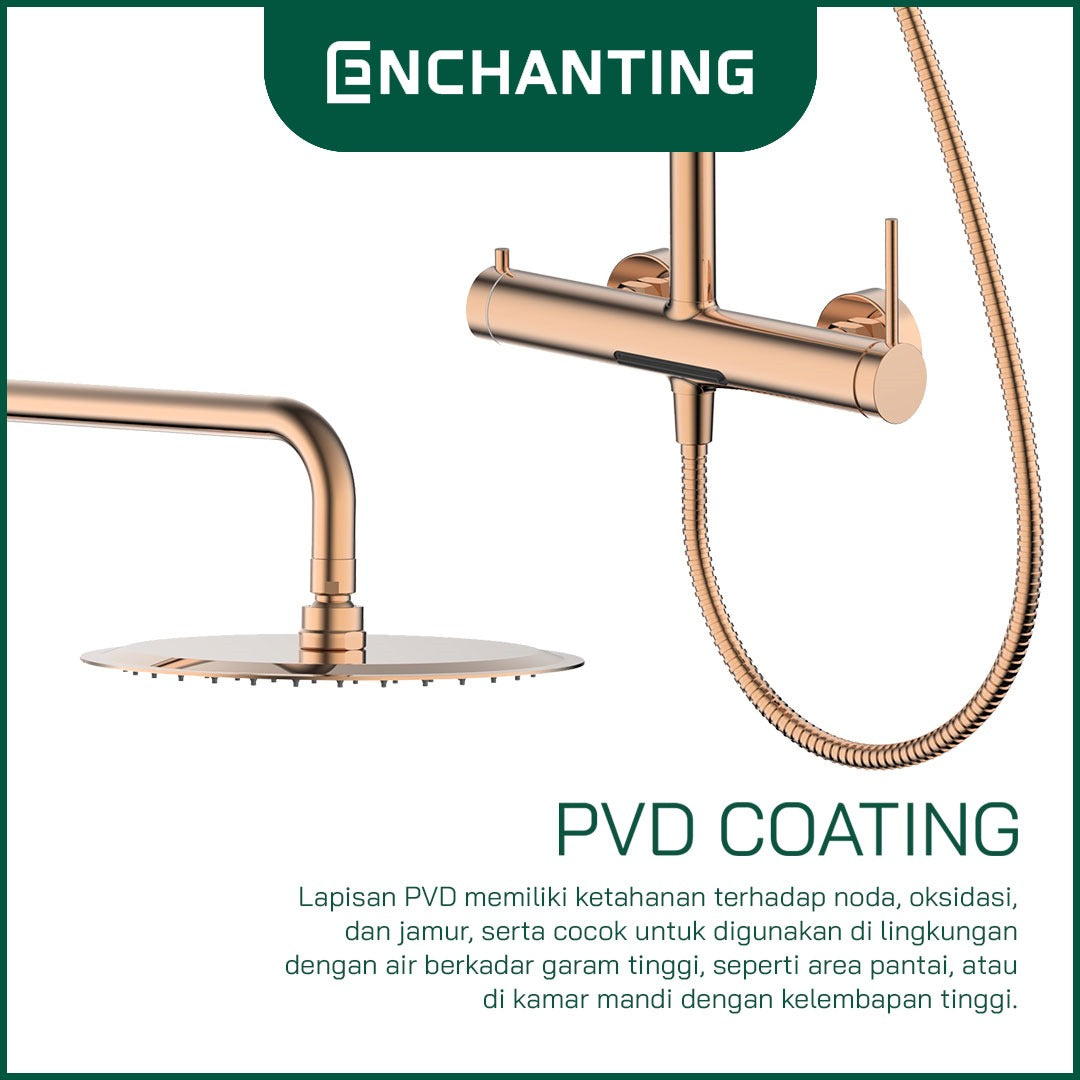 ENCHANTING Shower Tiang Set Kamar Mandi Kran Air Panas Dingin Material Brass Kuningan Brushed Gold RoseGold GunMetal PVD E1790 E1791 E1792 Bergaransi