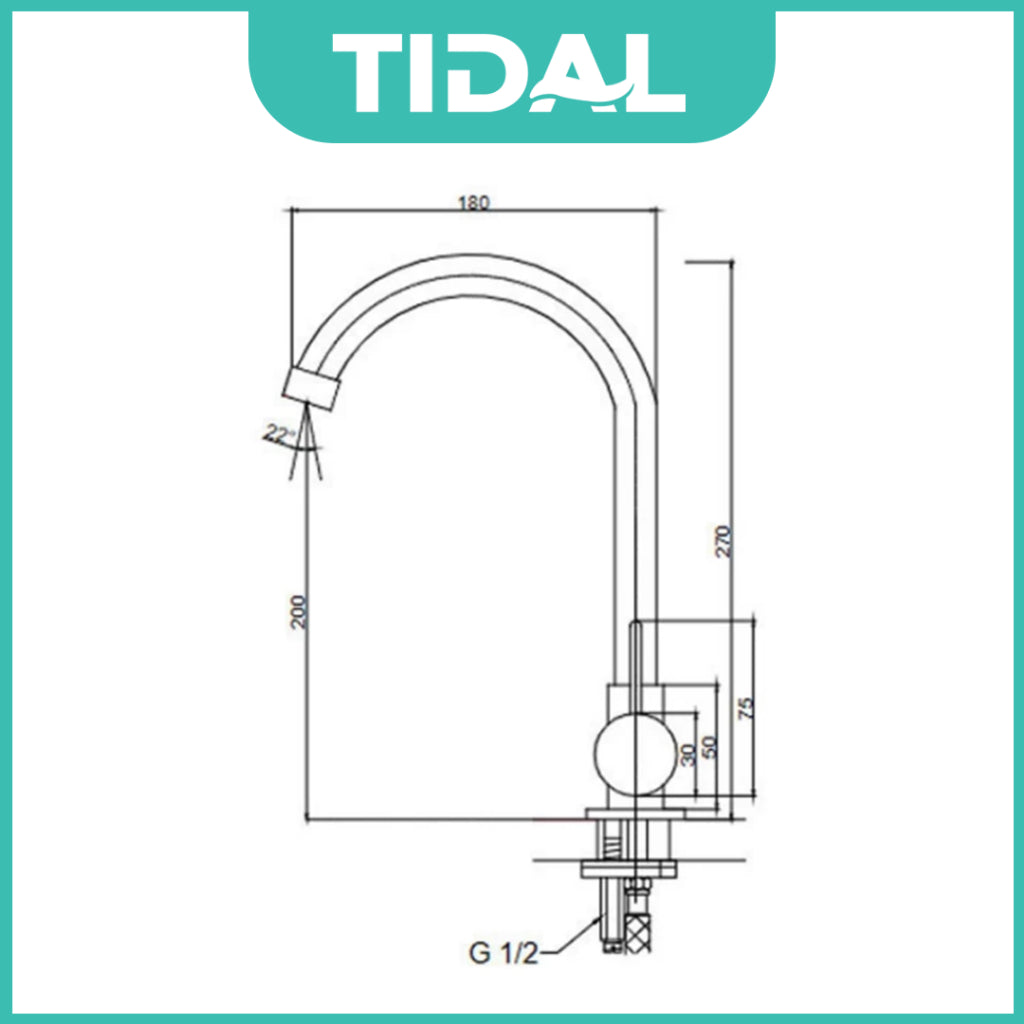 Kitchen Faucet / Keran Air Dapur Tanam Angsa Tidal TD024