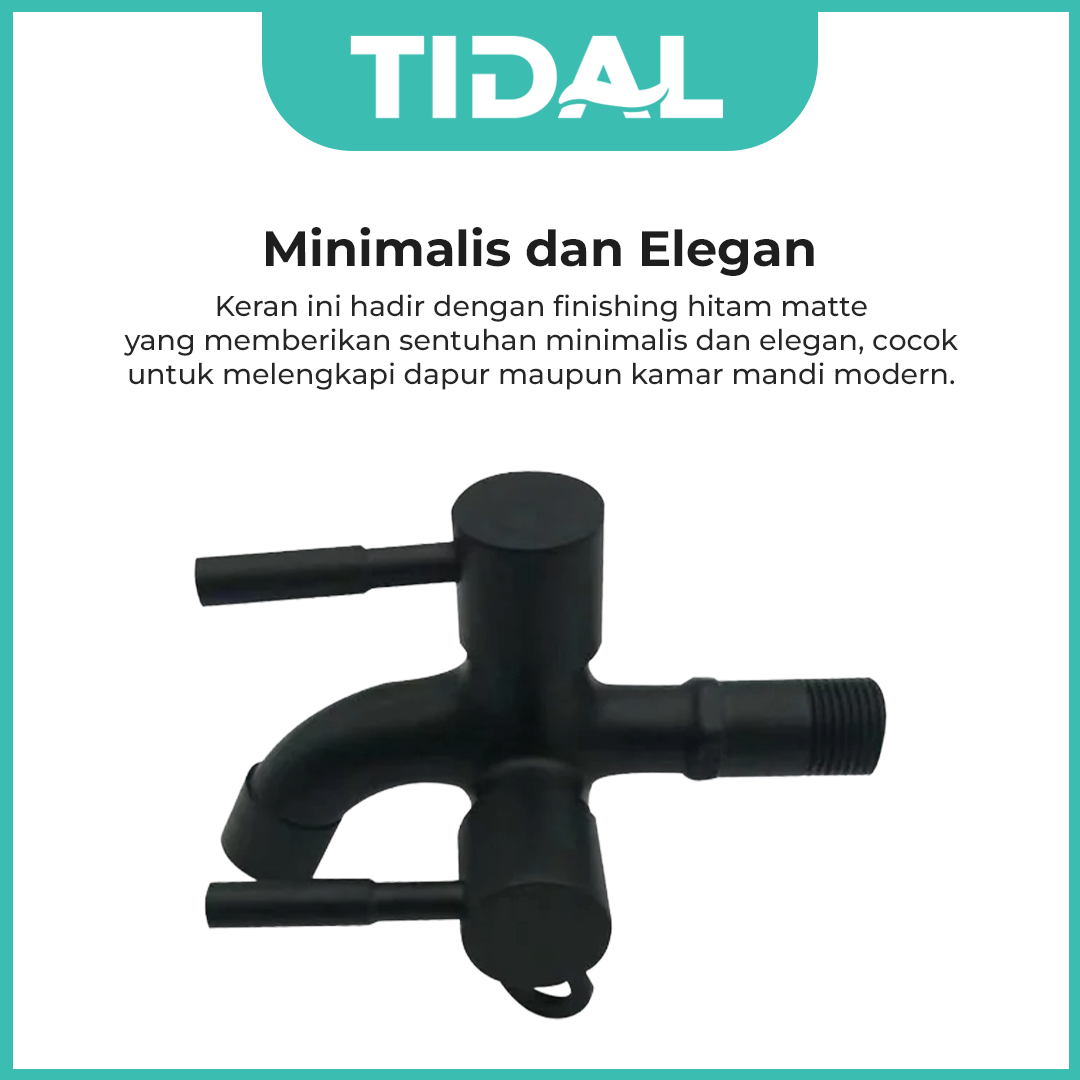 Keran Air Cabang Tembok Tidal TD026 Hitam